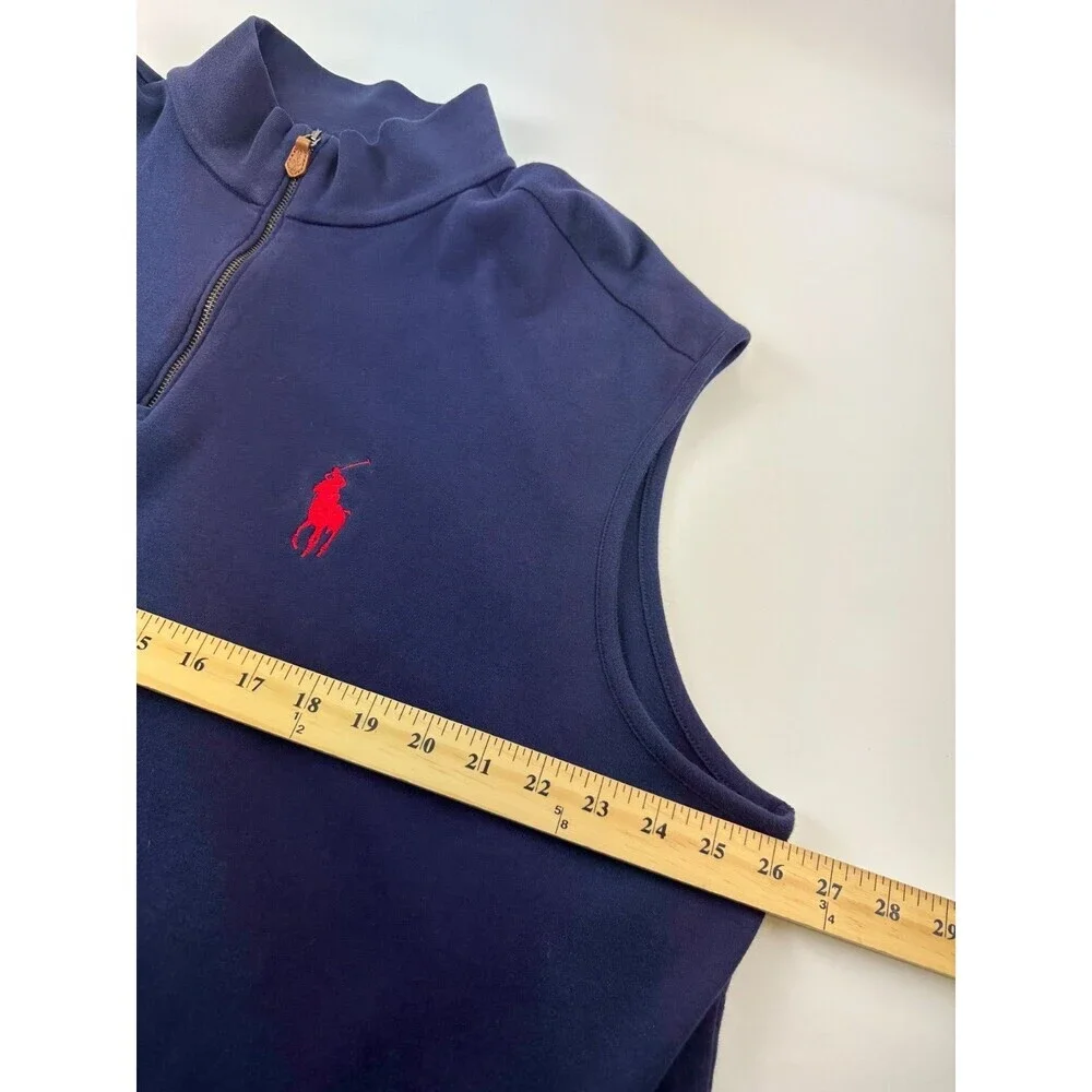 Polo Golf Ralph Lauren Quarter Zip Sleeveless Sweater Navy Blue Pullover Men XXL